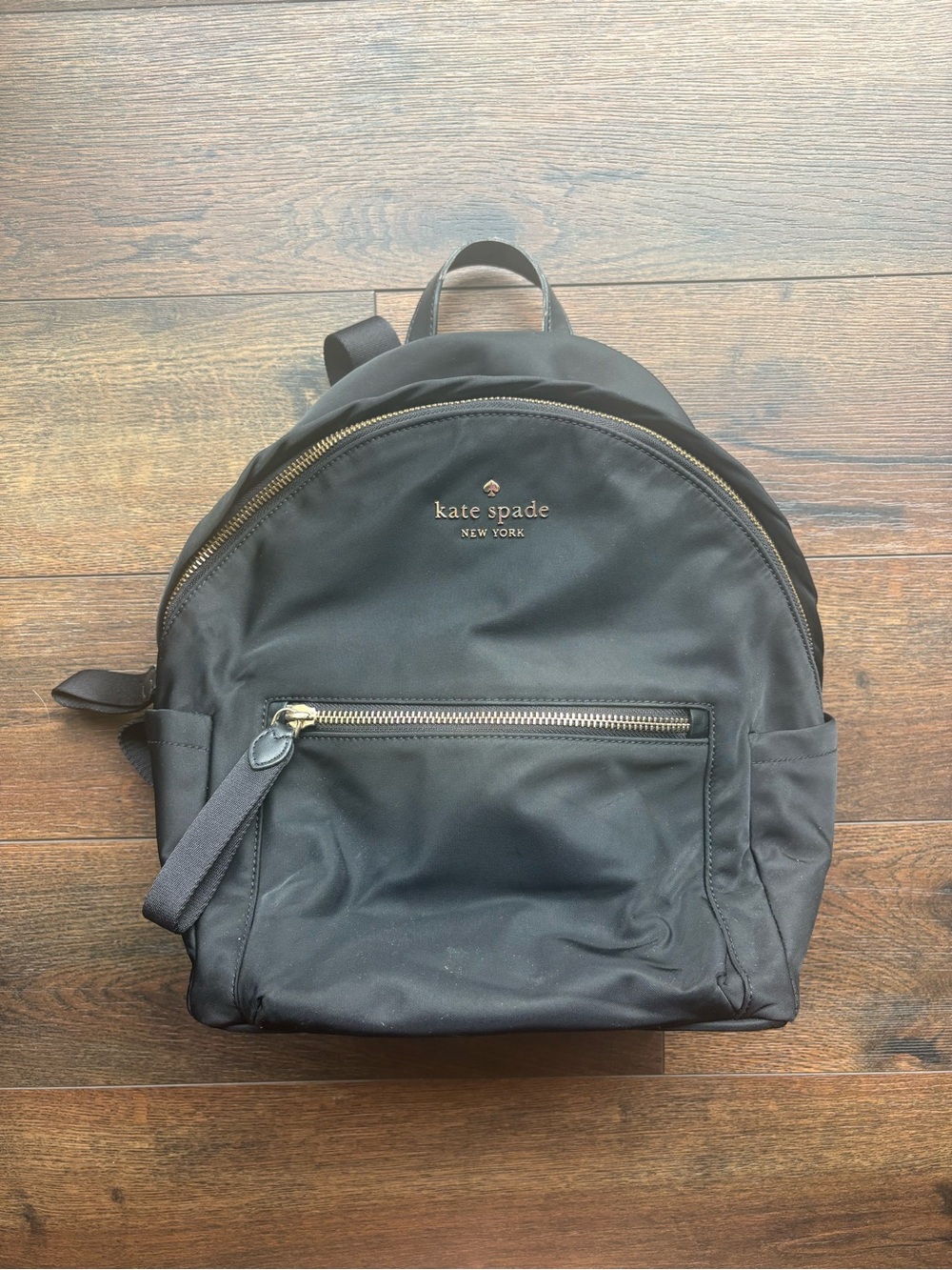 kate spade black nylon backpack with gold-tone hardware